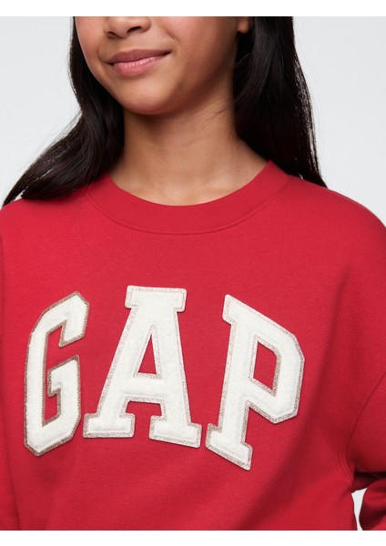Kız Çocuk Kırmızı Gap Logo Oversize Fleece Sweatshirt modelleri