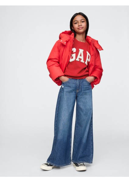 Kız Çocuk Kırmızı Gap Logo Oversize Fleece Sweatshirt fırsatları