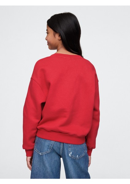 Kız Çocuk Kırmızı Gap Logo Oversize Fleece Sweatshirt indirimleri