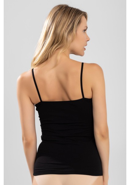 Kadın Ince Askılı Danteli V Yaka Pamuklu Atlet 6251 Siyah modelleri