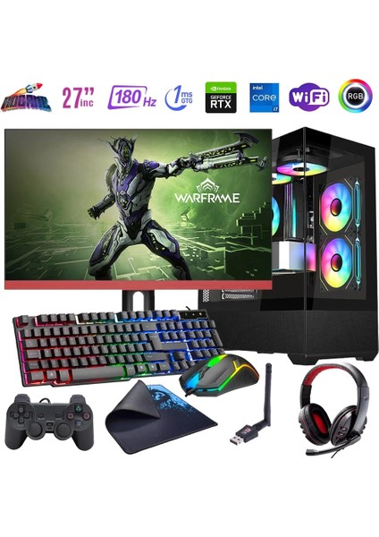 I7 14700F 16GB Ddr4 512GB M2 12GB RTX4070 27" 180Hz Mon. Oyun Bilgisayarı (Gaming Set)