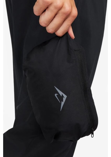 Trail Running Grotex Packable Hoodie Erkek Kapüşonlu Çantaya Dönüşebilen Reflektörlü Koşu Ceketi Siyah modelleri