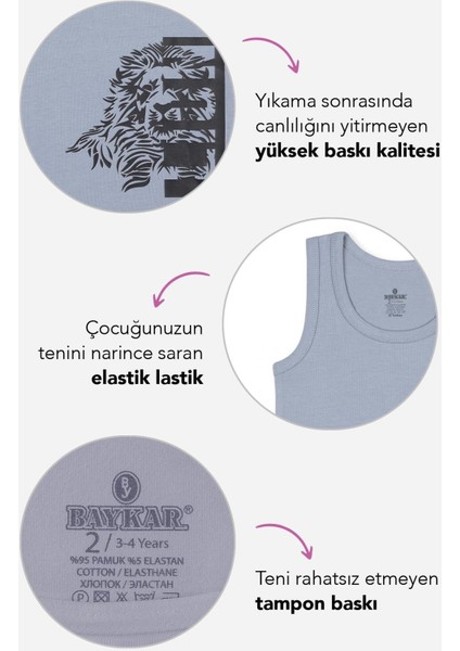 Erkek Çocuk Pamuklu Bisiklet Yaka Baskılı Atlet Tişört 3'lü Paket 2446 Renkli fiyatları