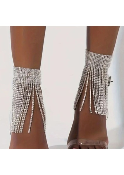 2 Adet Gümüş Sallantılı Taş Süslemeli Şık Gösterişli Halhal fiyatları