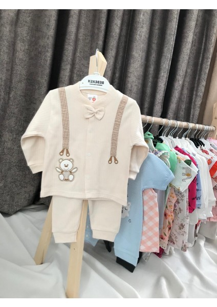 Askılı Papyonlu %100 Pamuklu Erkek Ikili Takım Erkek Bebek Pijama Takımı