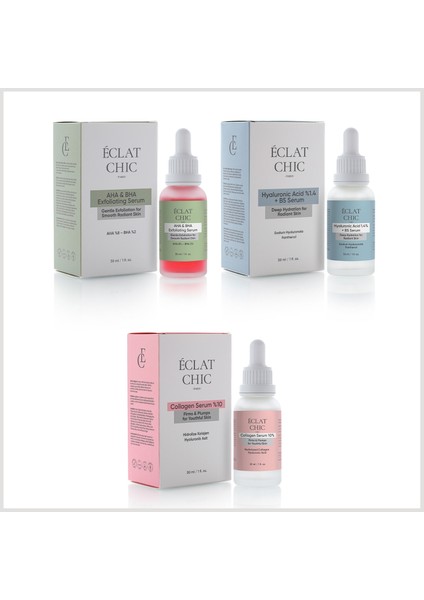 Aha&bha, Hyaluronic Acid ve Collagen Serum 3'lü Cilt Bakım Seti