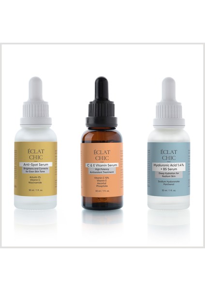 Anti-Spot, C&e Vitamini ve Hyaluronic Acid Serum 3'lü Cilt Bakım Seti