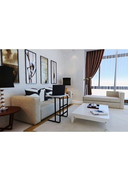 Pür Metal Ayaklı Laptop Sehpası Kahvaltı Masası Çalışma Sehpası Çam modelleri