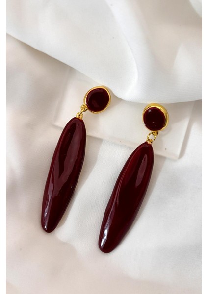 Damla Bordo Uzun Kadın Küpe fiyatları