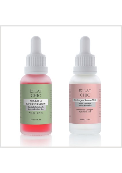 Cilt Tazeleyici Ve Canlandırıcı Set (AHA & BHA EXFOLİATİNG SERUM COLLAGEN SERUM 10%)