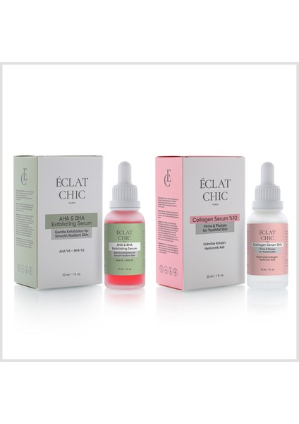 Cilt Tazeleyici Ve Canlandırıcı Set (AHA & BHA EXFOLİATİNG SERUM COLLAGEN SERUM 10%)
