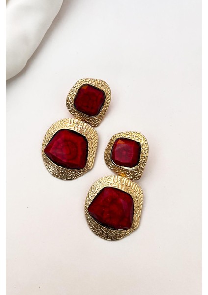 Kare Bordo Sallantılı Kadın Küpe fiyatları