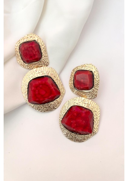 Kare Bordo Sallantılı Kadın Küpe fırsatları