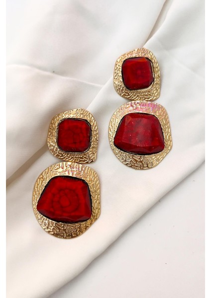 Kare Bordo Sallantılı Kadın Küpe indirimleri