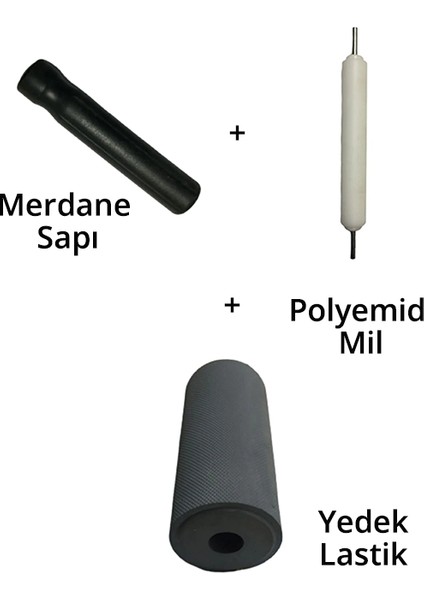 Tutkal Sürme Merdanesi Lastiği ve Sapı + Polyemid Mil