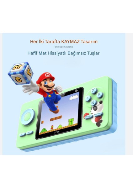 Mini Oyun Makinesi Çocuklar Için Büyüleyici LCD Ekran, Tek/çift Oynatıcı Yeşil