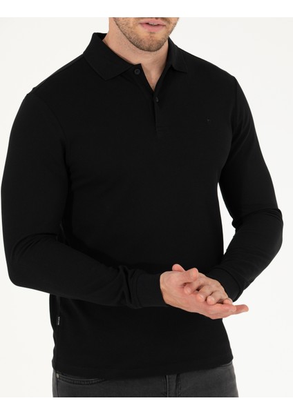 Erkek Siyah Slim Fit Basic Sweatshirt 50276035-VR046