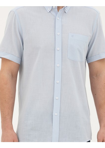 Erkek Açık Mavi Regular Fit Kısa Kollu Gömlek 50284267-VR095