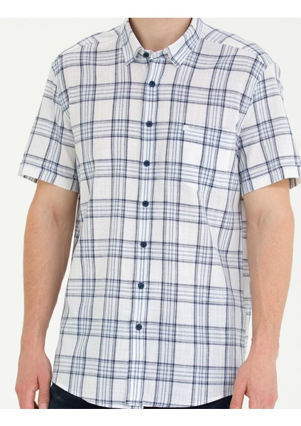 Erkek Lacivert Regular Fit Kısa Kollu Gömlek 50265120-VR033