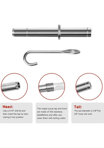 Paslanmaz Çelik Akçaağaç Şurubu Musluk Takımı, Ağaç Muslukları, Ağaçlar Için 6'lı ve 2 Fırçalı Kancalar (Yurt Dışından) fiyatları