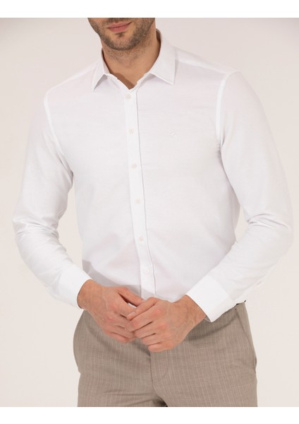 Erkek Beyaz Slim Fit Oxford Gömlek 50268227-VR013