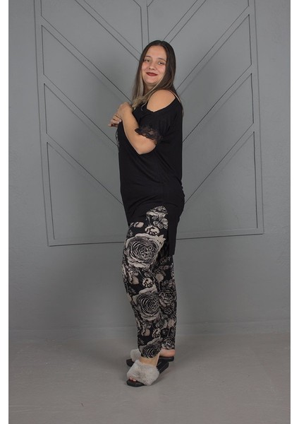 Büyük Beden Omuz Detaylı Pijama Takım indirimleri