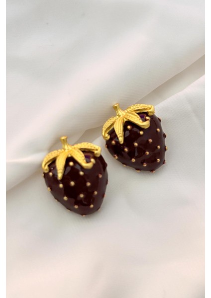 Bordo Çilek Küpe modelleri