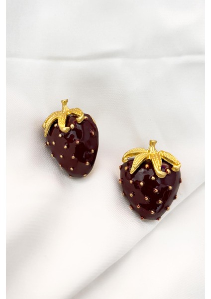 Bordo Çilek Küpe indirimleri