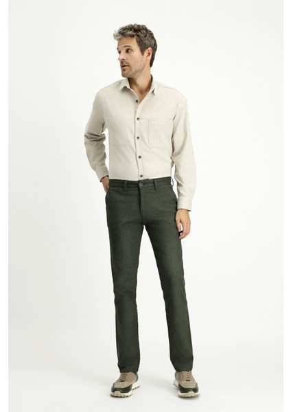 Regular Fit Likralı Kanvas / Chino Pantolon