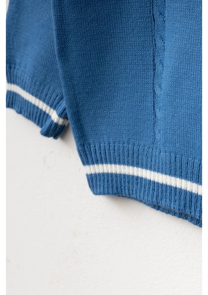 Cepli Örgü Şeritli Şapkalı Triko Takım 4034 modelleri