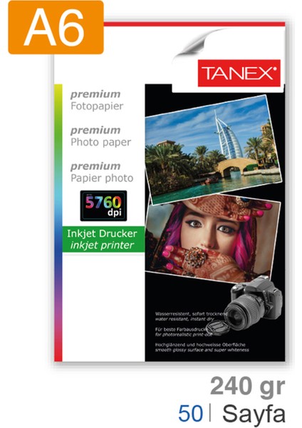 Fotoğraf Kağıdı A6 240 gr 100 mm x 150 mm 50 Sayfa