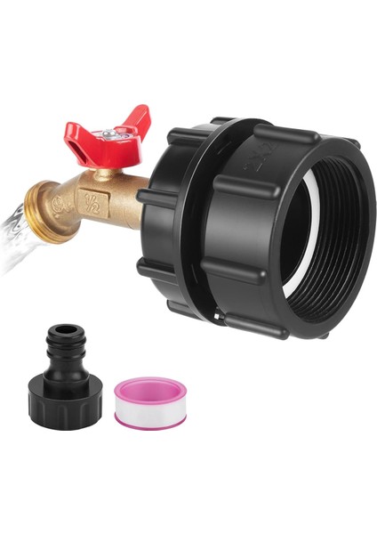 Ibc Tank Adaptörü, 275-330 Galonluk Tote Tank Için 2,36 Inç Ince Dişli Adaptör, Pirinç Hortum Musluk Vanasıyla Bağlantı (Yurt Dışından)