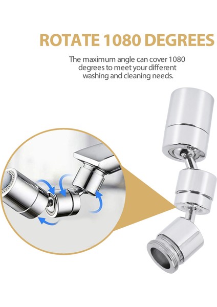 Evrensel Sıçrama Filtresi Musluk Lavabo Havalandırıcısı, Yükseltilmiş 720 Derece Döner Havalandırıcı, Çift Fonksiyonlu Havalandırıcı (Yurt Dışından) indirimleri