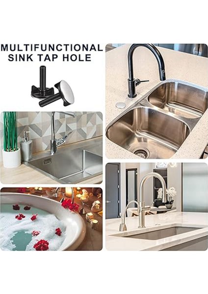 Lavabo Delik Kapakları Fırçalanmış Paslanmaz Çelik Su Kapağı Lavabo Dekoratif Mutfak Tezgahı B (Yurt Dışından)