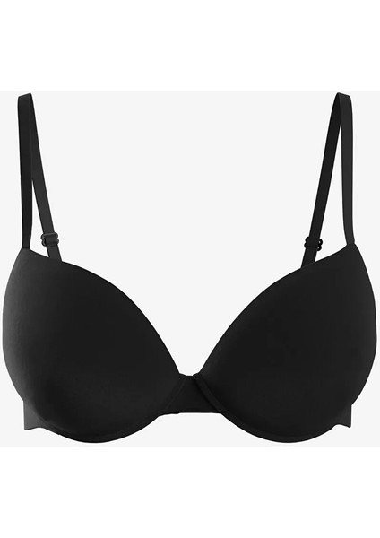 Scm Lıngerıe Siyah Balenli Dolgulu Düz Tişört Sütyen