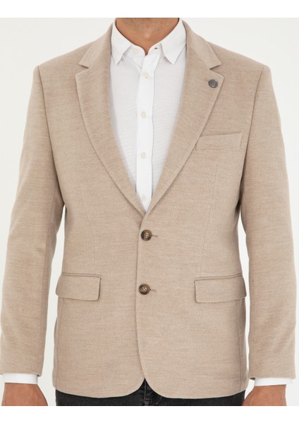 Erkek Bej Slim Fit Ceket 50296409-VR011