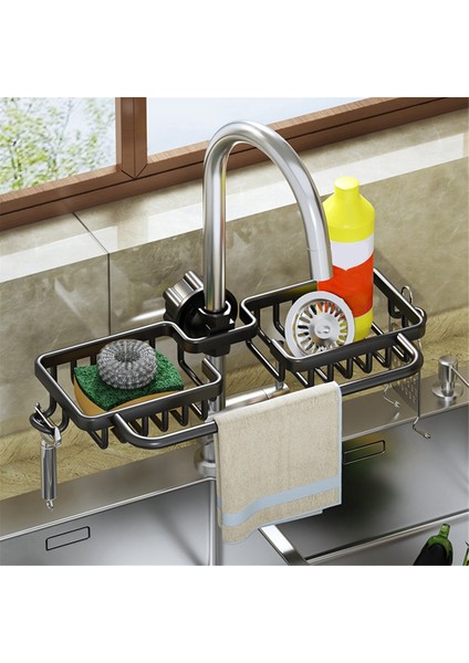 Lavabo Musluğu Düzenleyici, Bulaşık Süngeri Tutucu Mutfak Askılı Drenaj Rafı (Yurt Dışından)