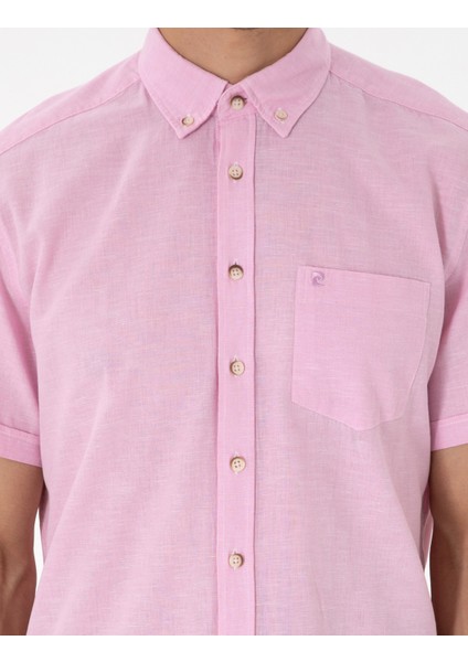 Erkek Pembe Regular Fit Kısa Kollu Gömlek 50265118-VR041