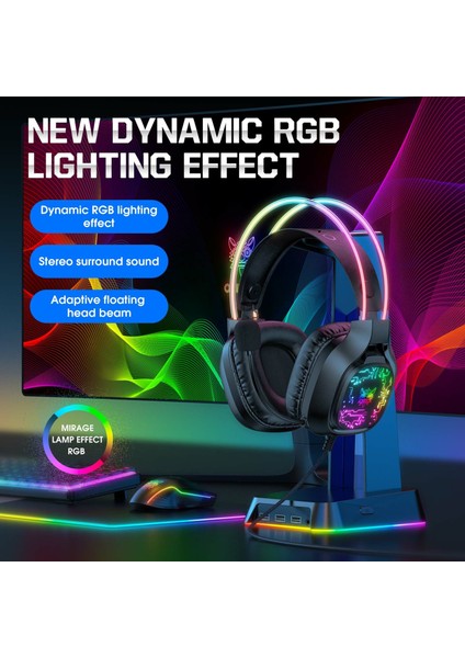 Onıkuma X22 Gürültü Önleyici Mikrofonlu Kulak Üstü Rgb Oyun Kulaklığı-Siyah (Yurt Dışından)