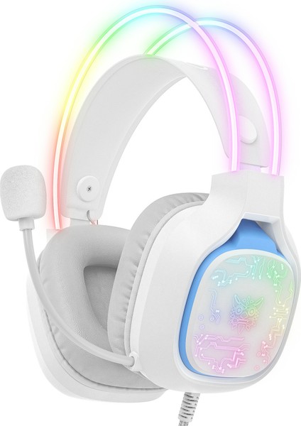 Onıkuma X22 Gürültü Önleyici Mikrofonlu Kulak Üstü Rgb Oyuncu Kulaklığı-Beyaz (Yurt Dışından)