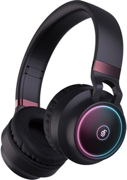 Fıngertıme Rgb Işık Bluetooth 5.0 Kablosuz Kulaklık Hifi Stereo Aux Fm Tf Müzik Oyun Kulaklığı-Siyah (Yurt Dışından)