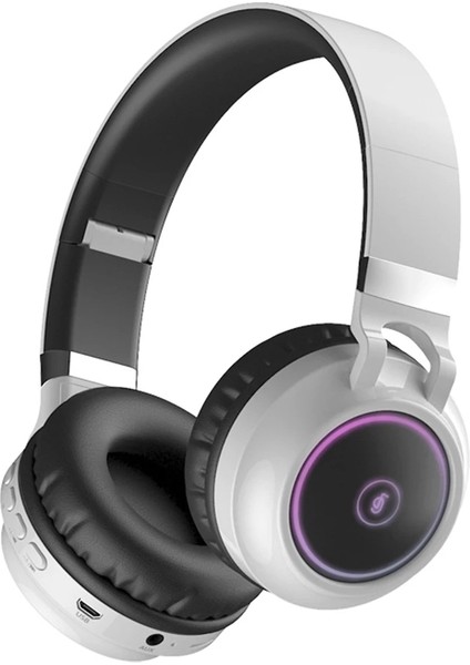 Fıngertıme Rgb Işıklı Bluetooth 5.0 Kablosuz Kulaklık Hifi Stereo Aux Fm Tf Müzik Oyun Kulaklığı-Beyaz (Yurt Dışından)