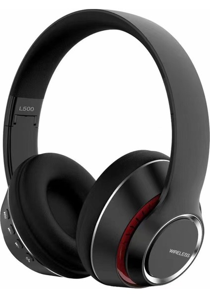 L500 Bluetooth 5.0 Kablosuz Kulaklık Aşırı Kulak Kulaklık Stereo Derin Bas Spor Müzik Kulaklık 3.5mm Aux In Tf Kart Mp3 Çalar Mic-Siyah (Yurt Dışından)