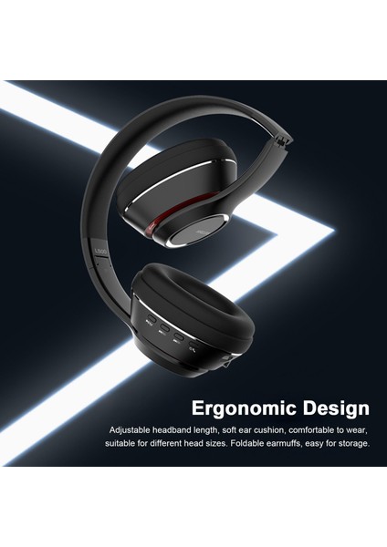 L500 Bluetooth 5.0 Kablosuz Kulaklık Aşırı Kulak Kulaklık Stereo Derin Bas Spor Müzik Kulaklık 3.5mm Aux In Tf Kart Mp3 Çalar Mic-Siyah (Yurt Dışından)