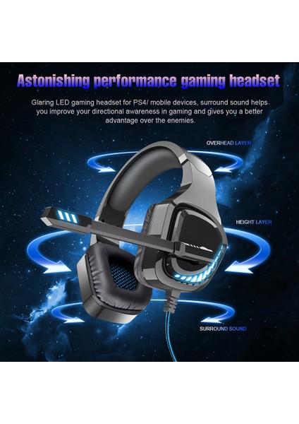 Ovleng GT97 Usb+3.5mm Kablolu Kulak Üstü Kulaklık LED Işıklı Profesyonel Stereo E-Spor Oyun Kulaklığı-Siyah/mavi (Yurt Dışından) modelleri