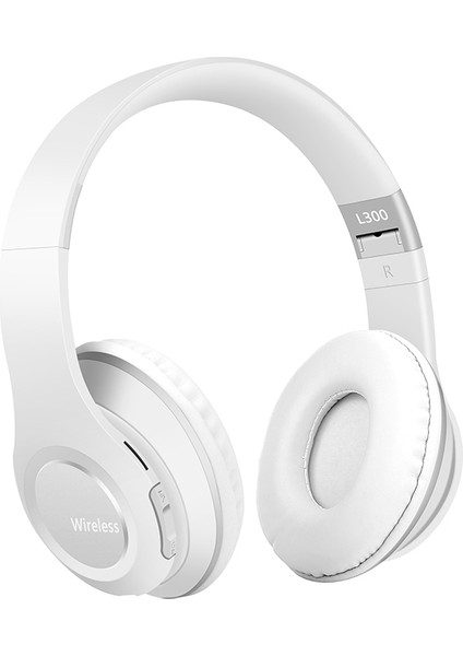 L300 Kulak Üstü Kablosuz Kulaklık Katlanabilir Bluetooth 5.0 Hifi Stereo Ses Gürültü Önleyici Kulaklık-Beyaz (Yurt Dışından)
