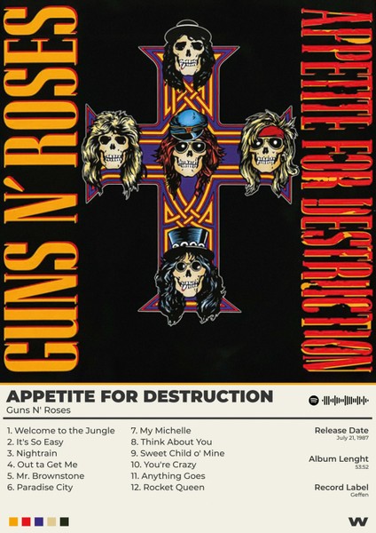 Guns N' Roses Appetite For Destruction Büyük Boy Poster 50 x 70 cm