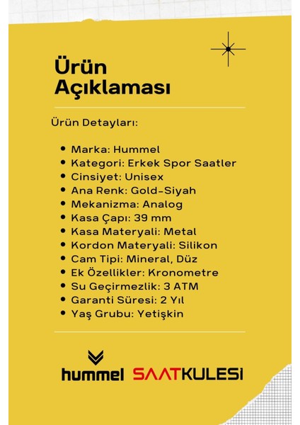 Erkek Kadın Spor Kol Saati Gold Siyah HM-2001MD-4 fiyatları