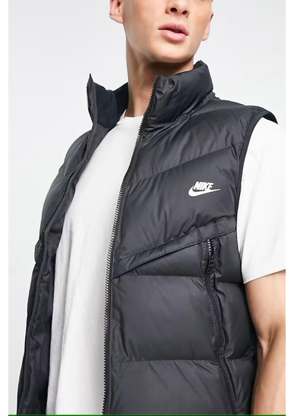 Sportswear Storm Fit Windrunner Synthetic Fill Men's Vest Erkek Su Itici Şişme Yelek Siyah