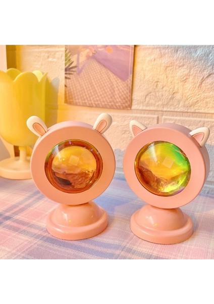 Süsler Gece Lambası Mini Zemin Masa Lambası Hayvan Kulak Şekli Kedi Kulakları Tavşan Kulakları Gün Batımı Lambası Gün Batımı Projeksiyon Işığı Fotoğraf Güzel Atmosfer Hissi (Yurt Dışından) fırsatları